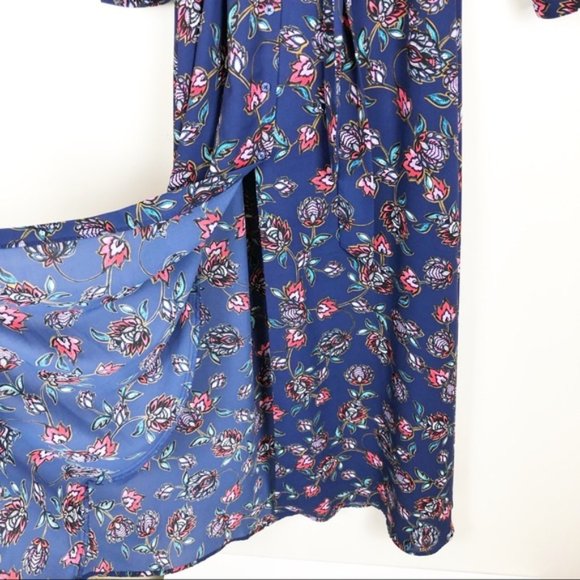 Express Royal Blue Floral Long Maxi Dress Medium - Picture 6 of 7